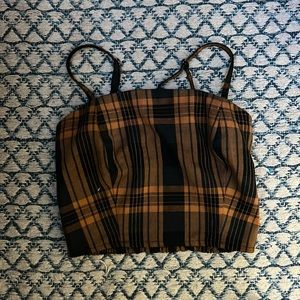 Yellow and black plaid crop top